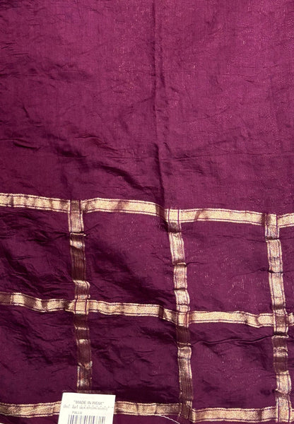 Banarasi Bandeji Saree-Purple in Checked Zari Border