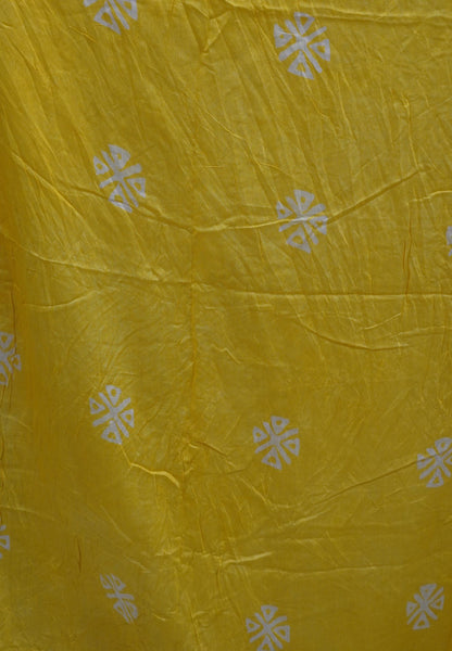 Batick Cotton Saree- Yellow with Sequence Work