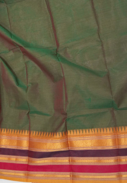 Chettinadu Cotton Saree-Manthulir Green with Varisapet Border