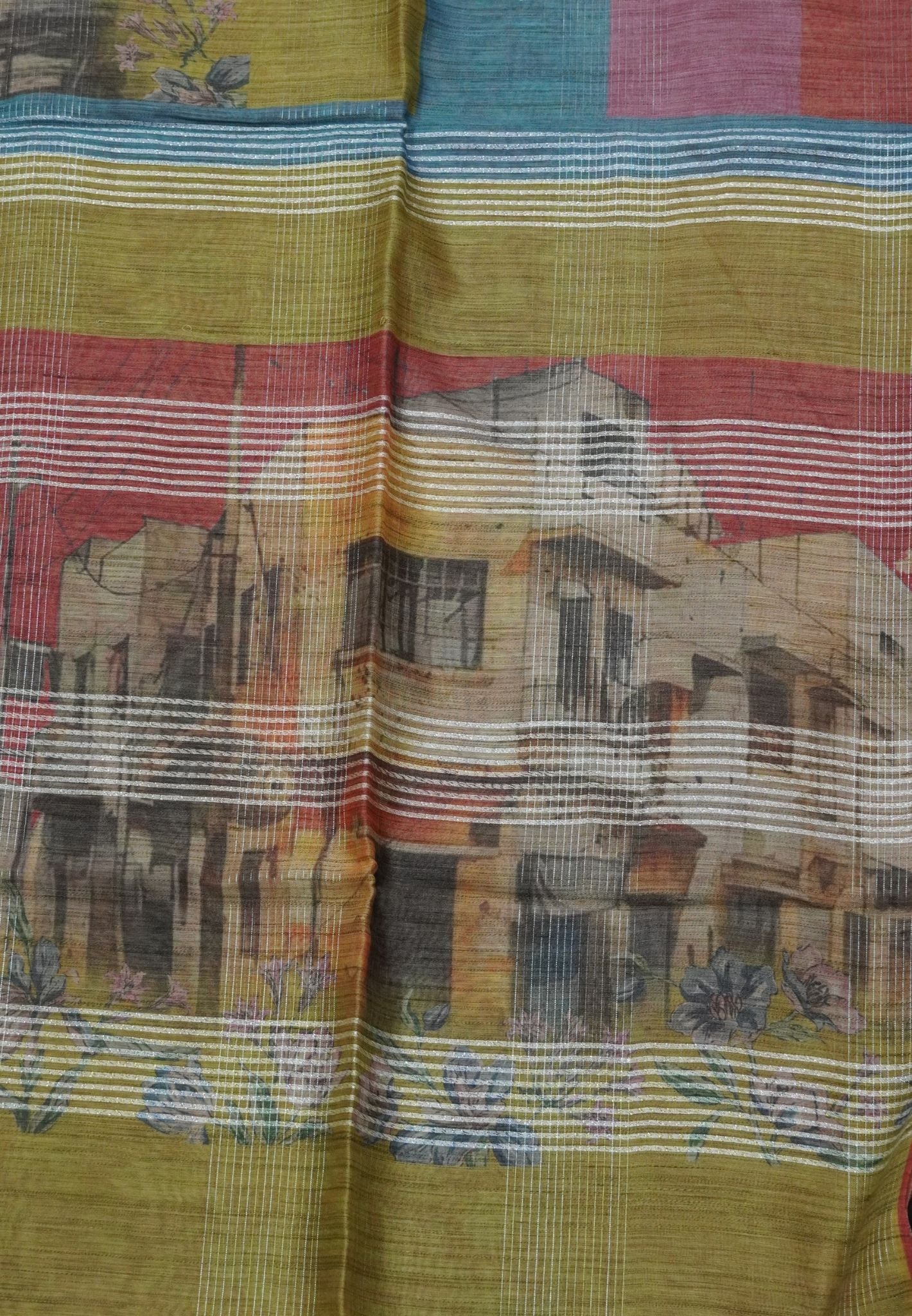 Semi Linen Saree - Multi Shade Muted Maroon