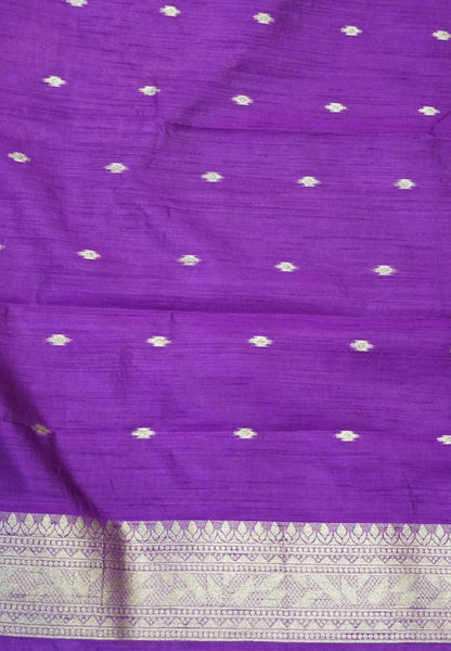 Semi Tussar Saree with Rose Floral Zari Weaving-Grey