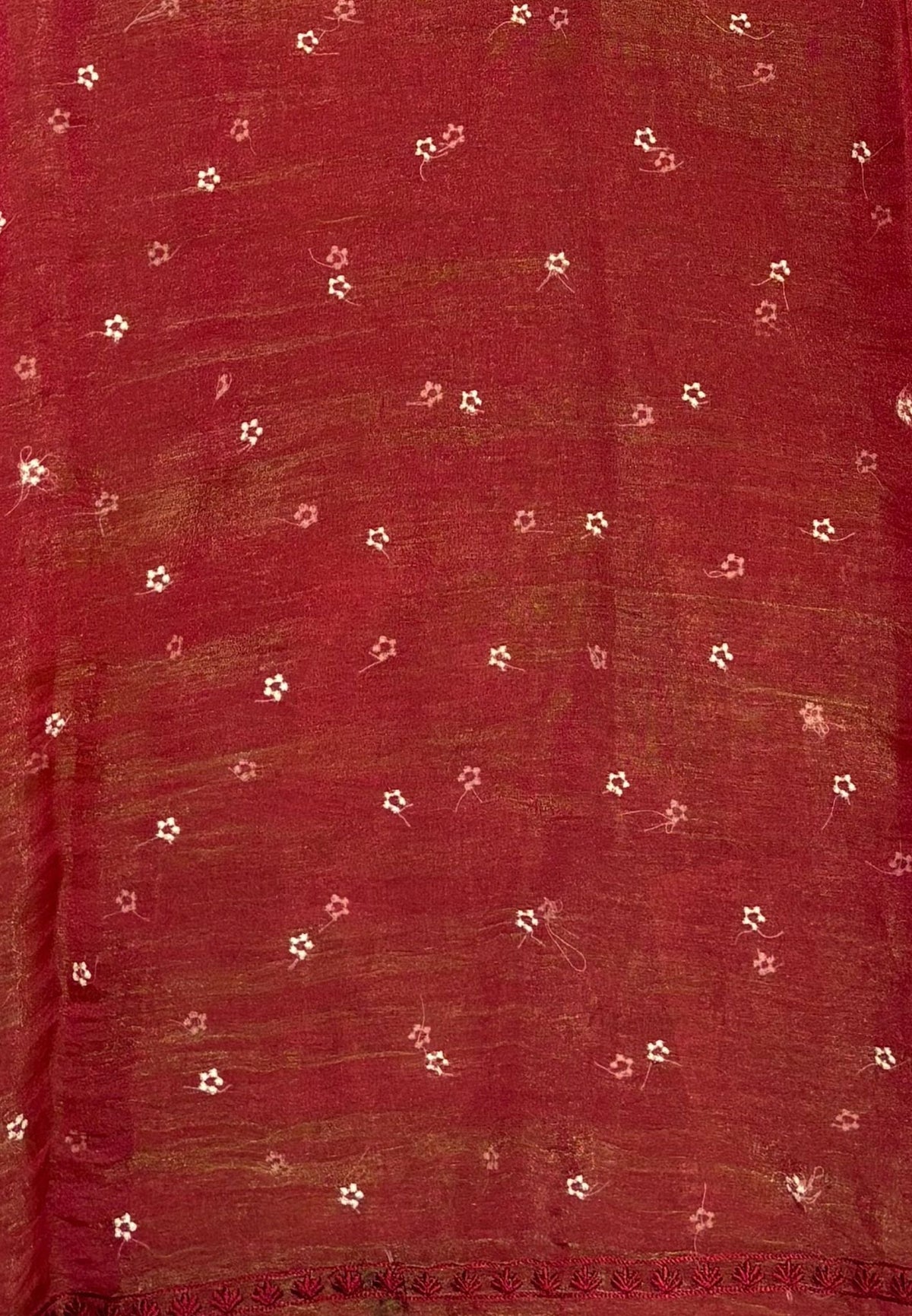 Tissue Organza Saree-Pink In Tropical Garden Border