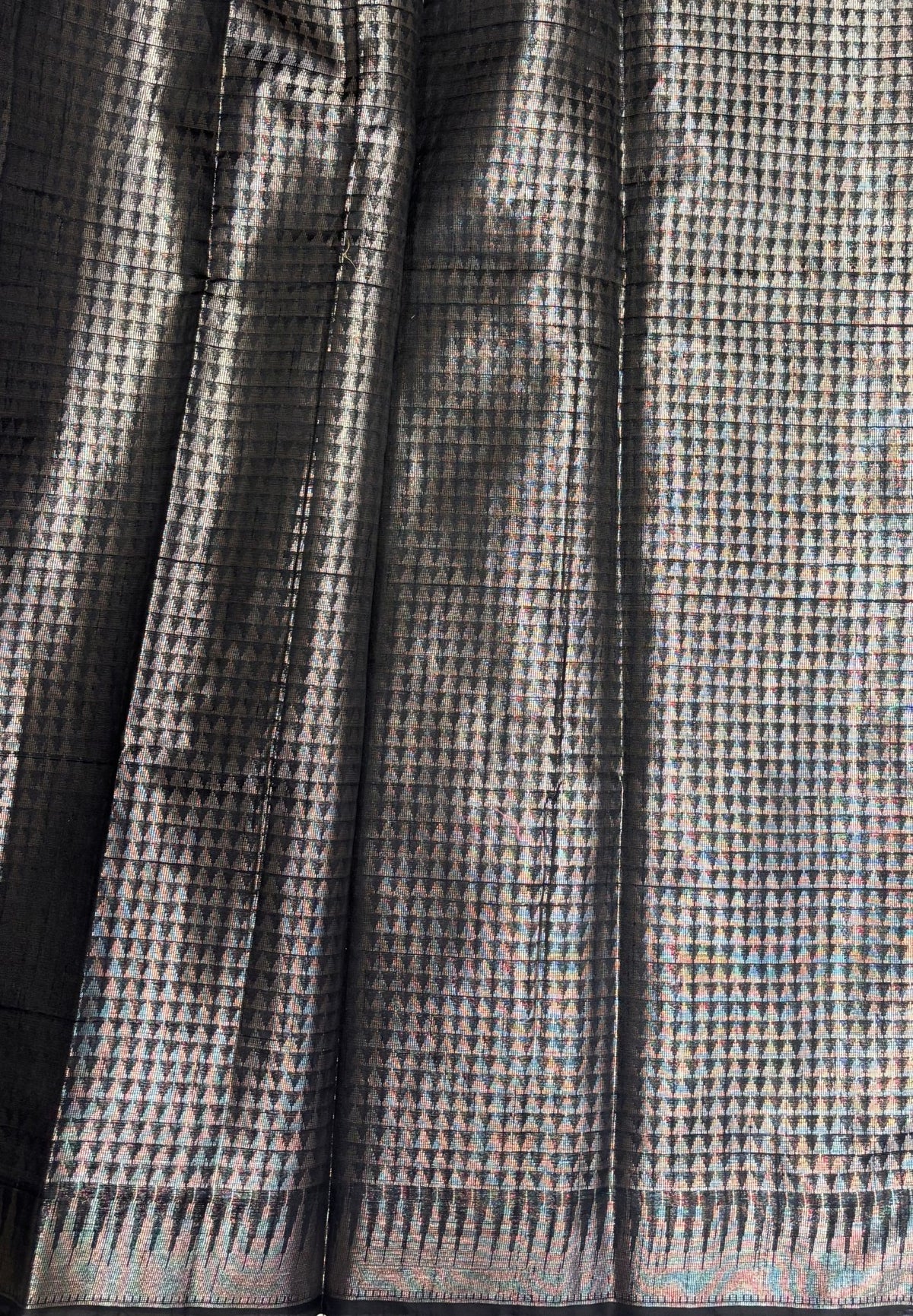 Tissue Silk Saree-Black In Abstract Loop Zari Border