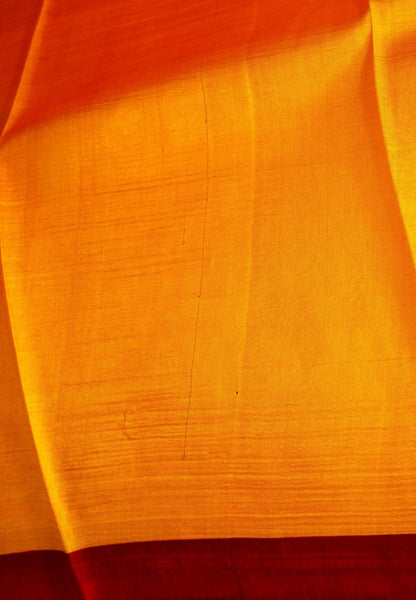 Pure Tussar Saree-Mango Yellow in Bandhini Pattern