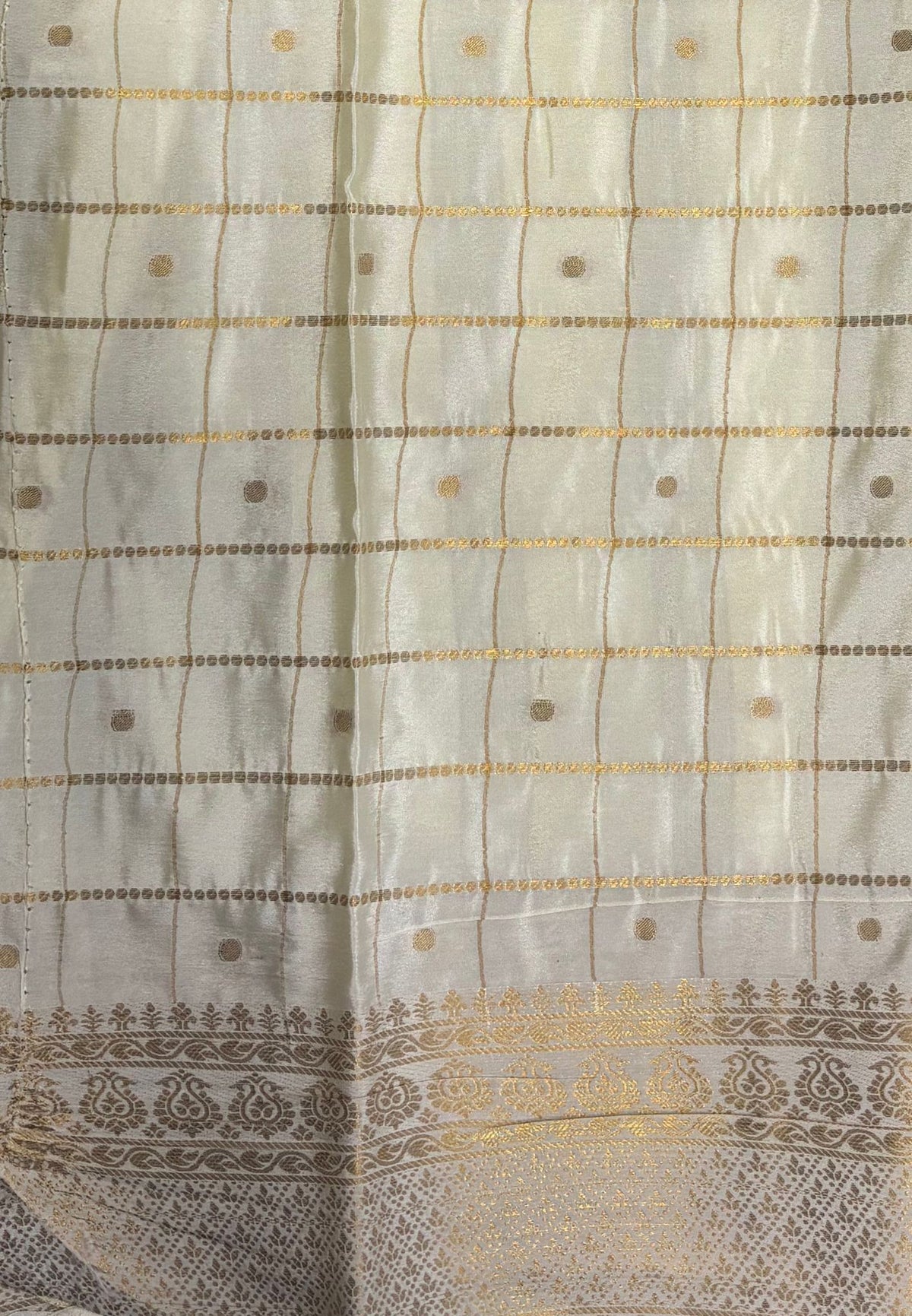 Viscose Saree-Yellow in Checked Zari Pattern Border