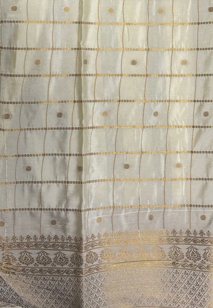 Viscose Saree-Yellow in Checked Zari Pattern Border