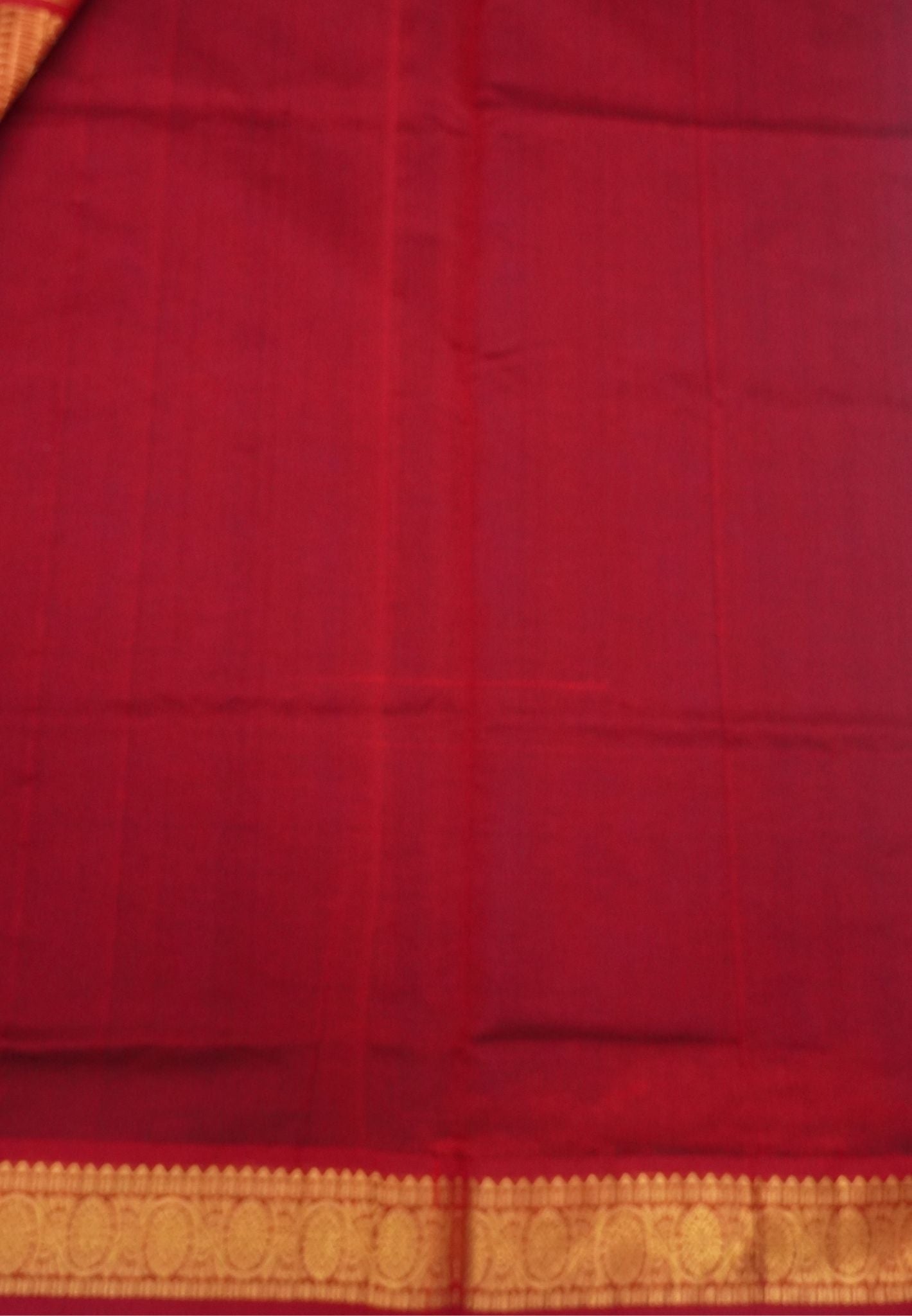 Pure Silk Cotton Saree-Navy Blue-Maroon Zari Emboss With Contrast Border