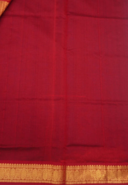 Pure Silk Cotton Saree-Navy Blue-Maroon Zari Emboss With Contrast Border