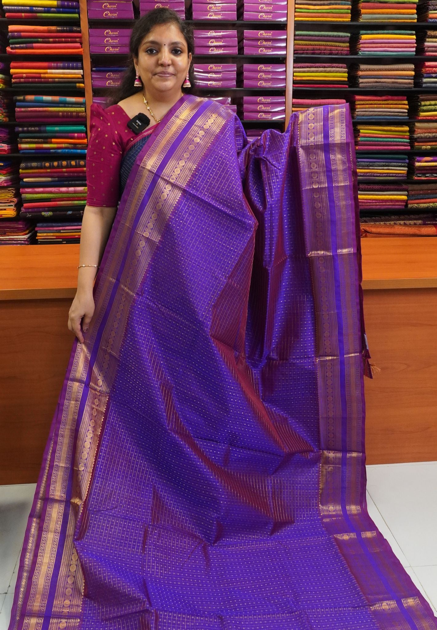 Silk Cotton Saree - Deep Purple