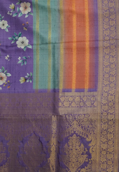 Dola Silk Saree-Purple with Floral
