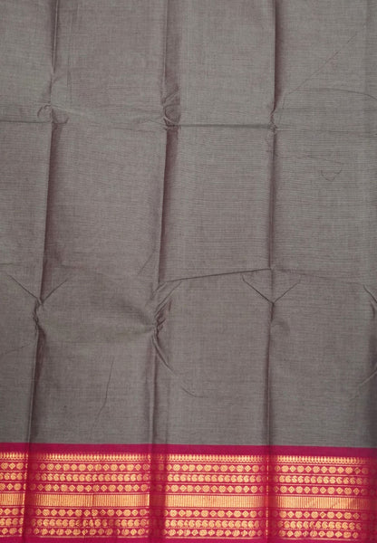 Kanchi Cotton Saree-Grey With Varisapet Border
