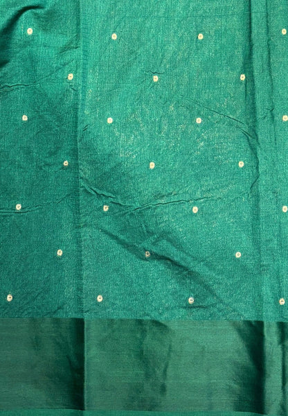 Art Silk Kota Saree-Bottle Green In Geometric Zari Brocade Border