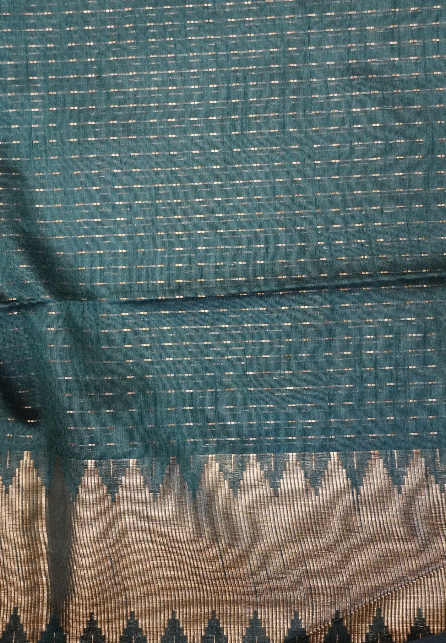 Semi Raw Silk Saree-Dark green