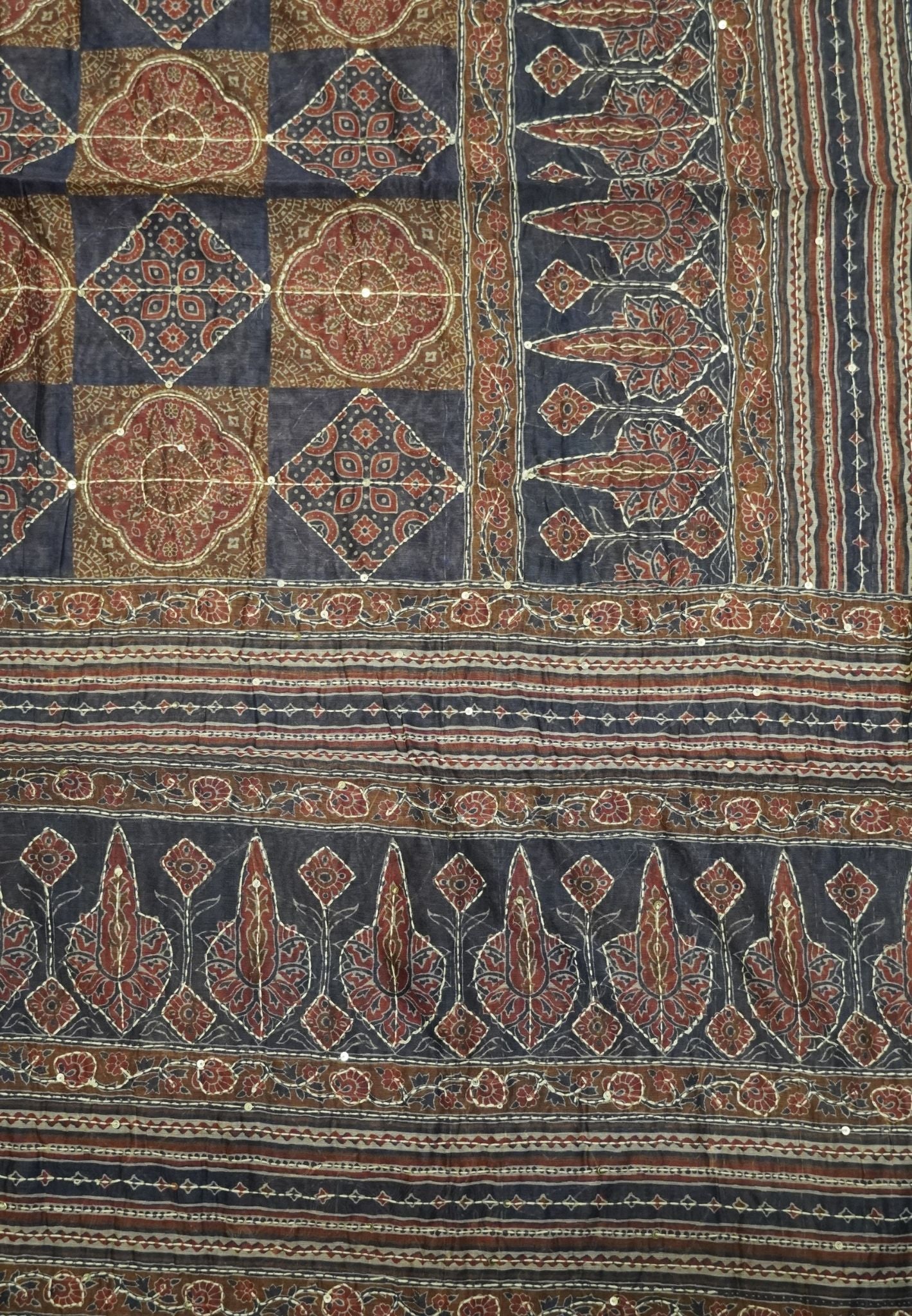 Chanderi Saree -Violet with Kantha Work