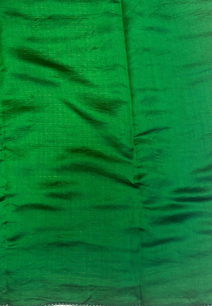 Soft Chiniya Silk Saree-Green in Thousand Butta Deer & Floral Border