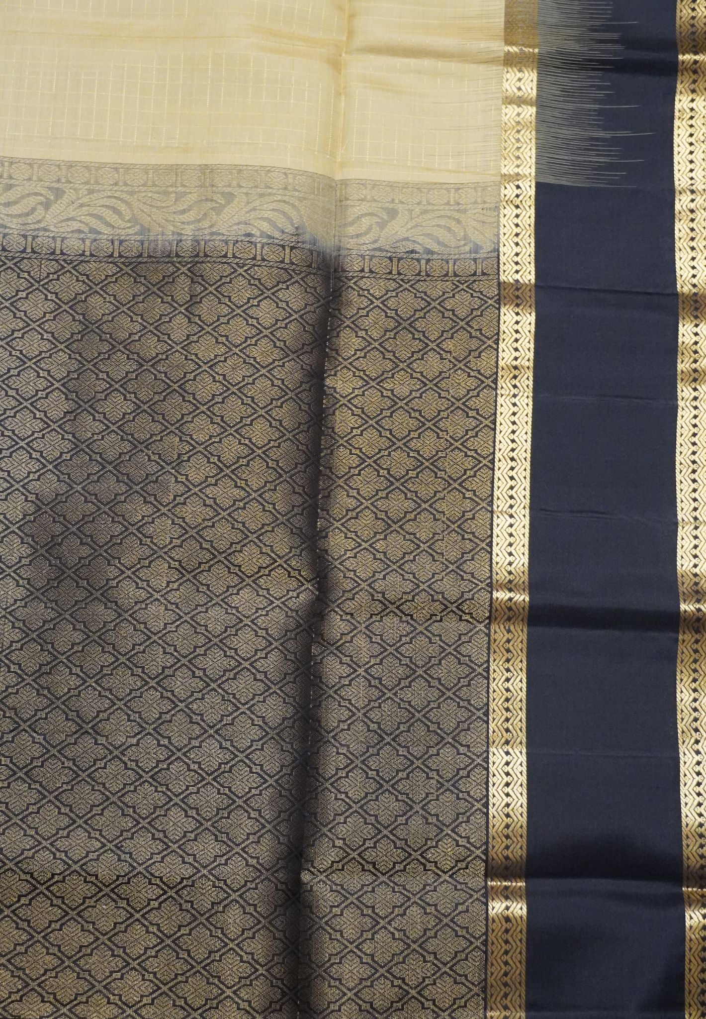 Pure Soft Silk Saree - Sandal - Black