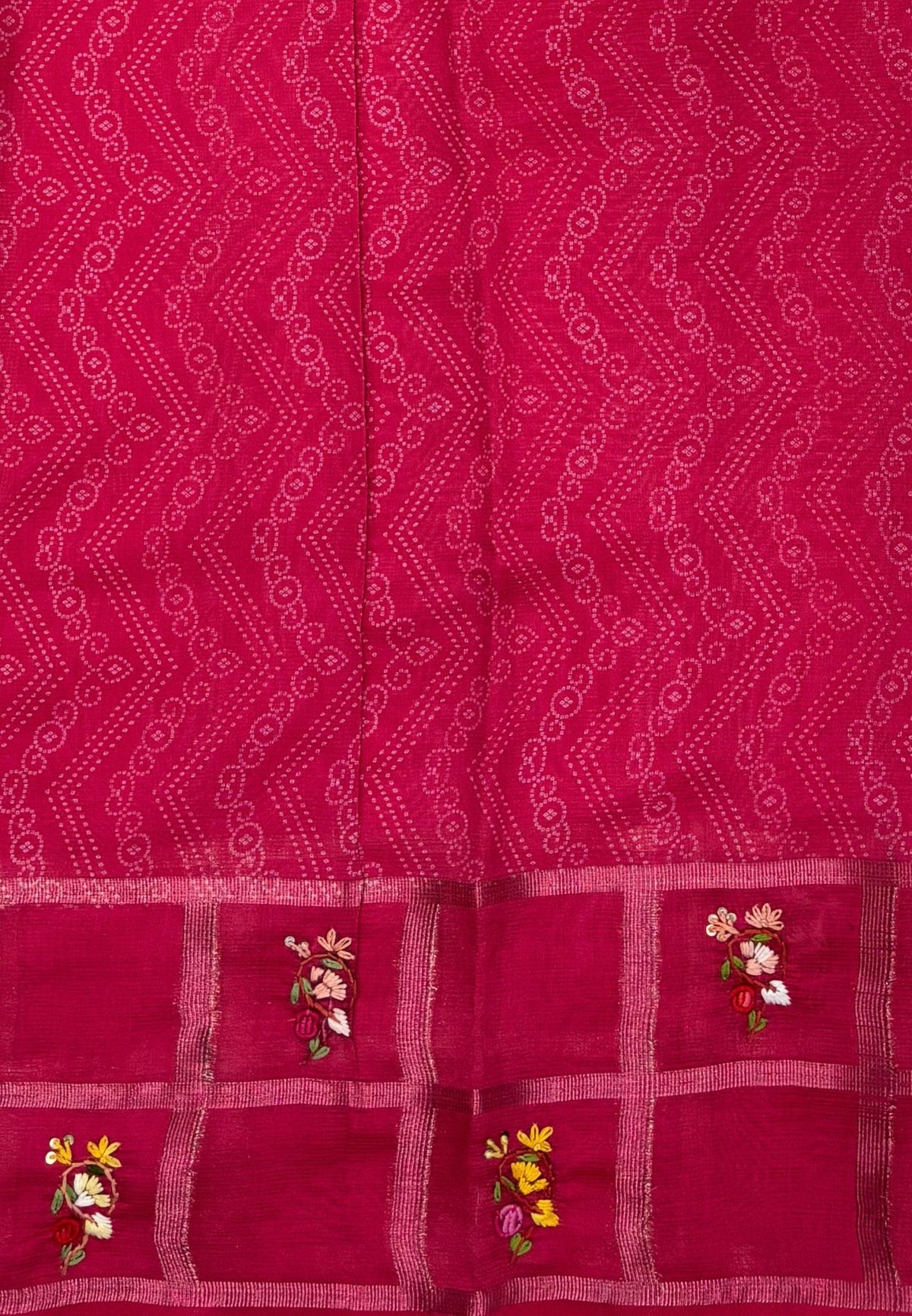 Pure Kota Saree-Pink In Floral Gridwork Border