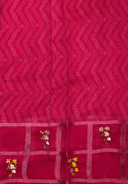 Pure Kota Saree-Pink In Floral Gridwork Border