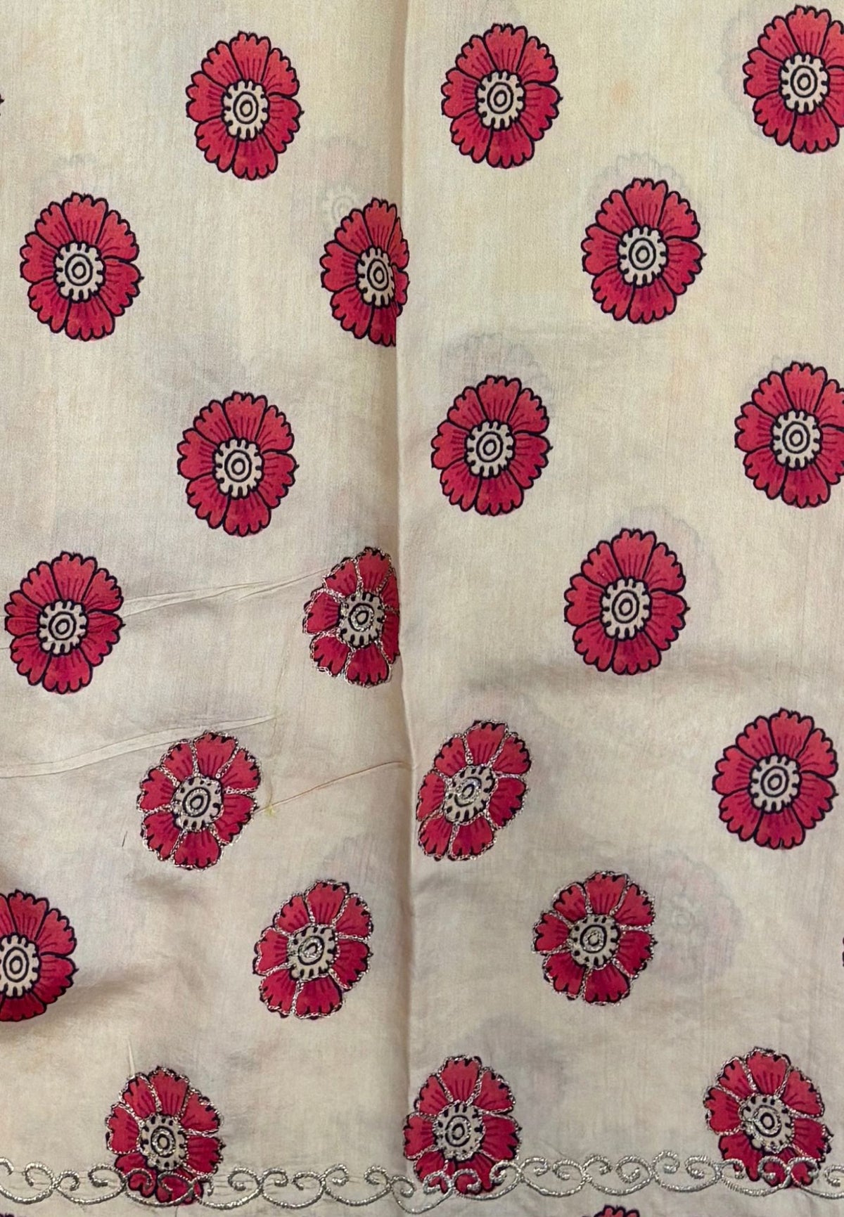 Pure Organza Saree-Dark Beige In Floral Scallop Lace Border