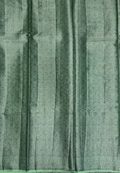 Tussar Saree-Pista Green In Glitter Floral Border