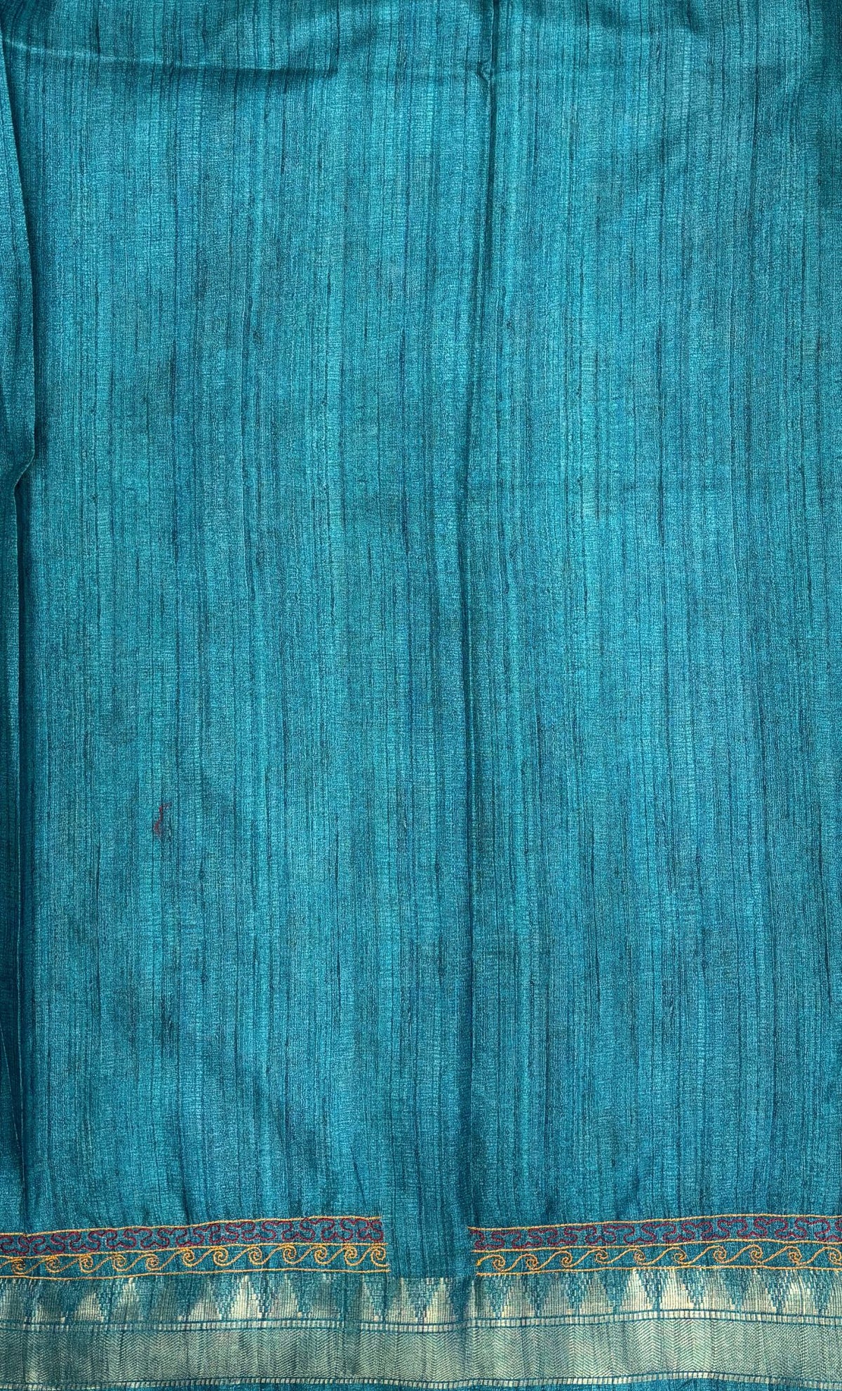 Semi Tussar Saree-Sky Blue In Twin Peacock