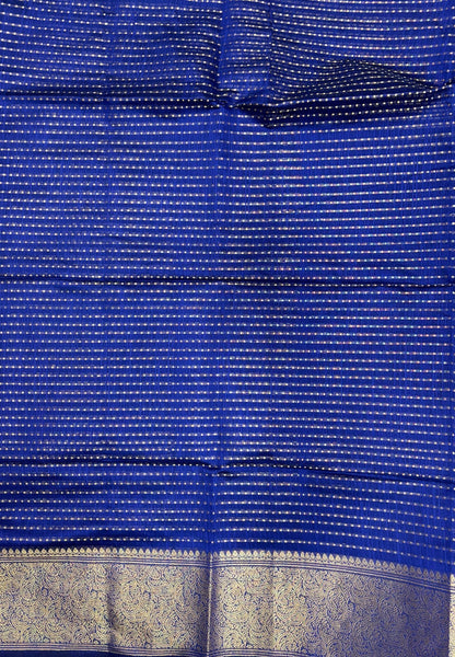 Handloom Cotton Saree-Blue in 1000 Butta Pattern