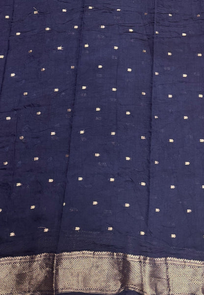 Banarasi Bandeji Saree-Rani Pink in Horizontal Stripe Zari with Contrast Border