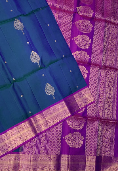 Pure Silk Saree - Peacock Blue