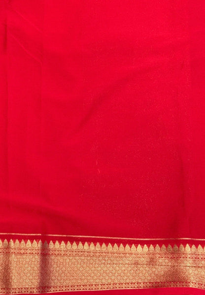 Art Mysore Silk Saree-Black-Red In Floral Zari With Contrast Border