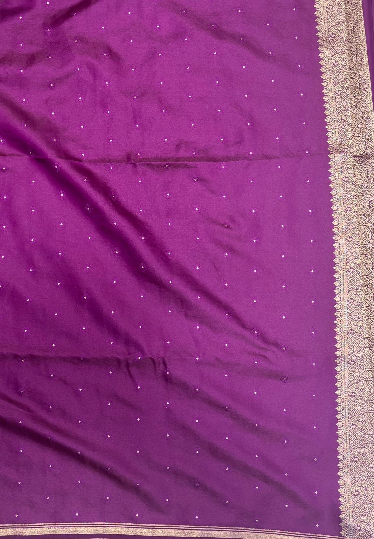 Gaji Silk Saree-Purple in Paisley Jhumka Zari Border