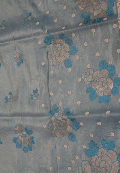 Paper Work Saree - Blue