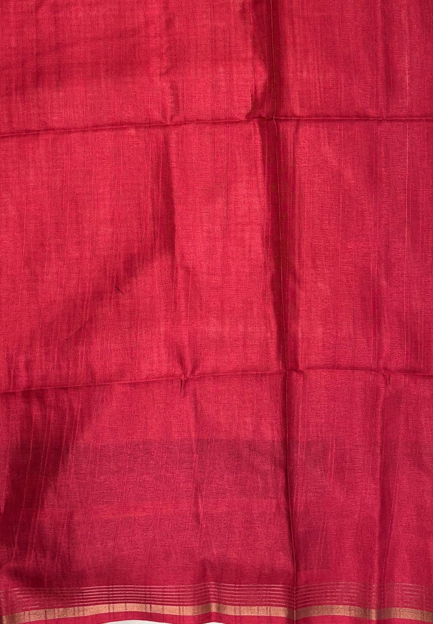 Semi Tussar Saree-Red with Podi Kattam