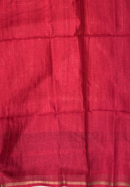 Semi Tussar Saree-Red with Podi Kattam
