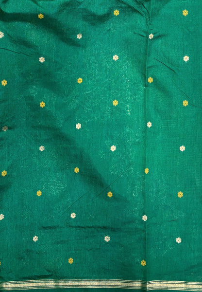Gaji Silk Saree-Olive Green In Warli Tree & Elephant With Contrast Border