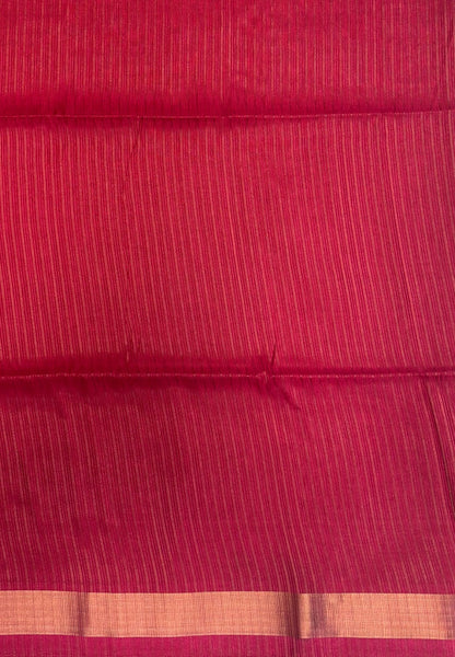 Matka Tussar Saree-Elegant Handwoven Saree with Berry Pink in  Fine Zari Stripes