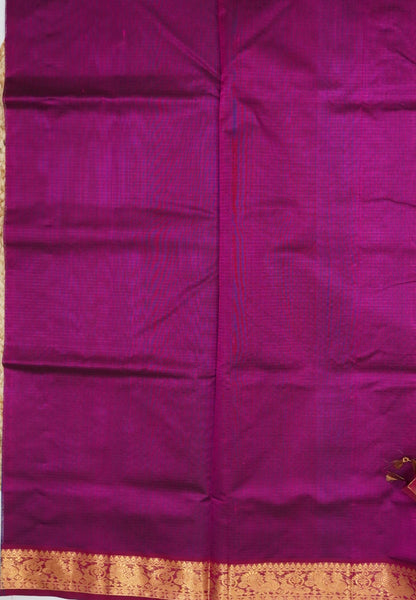 Pure Silk Cotton Saree-Magenta Stripes with Zari Woven Border