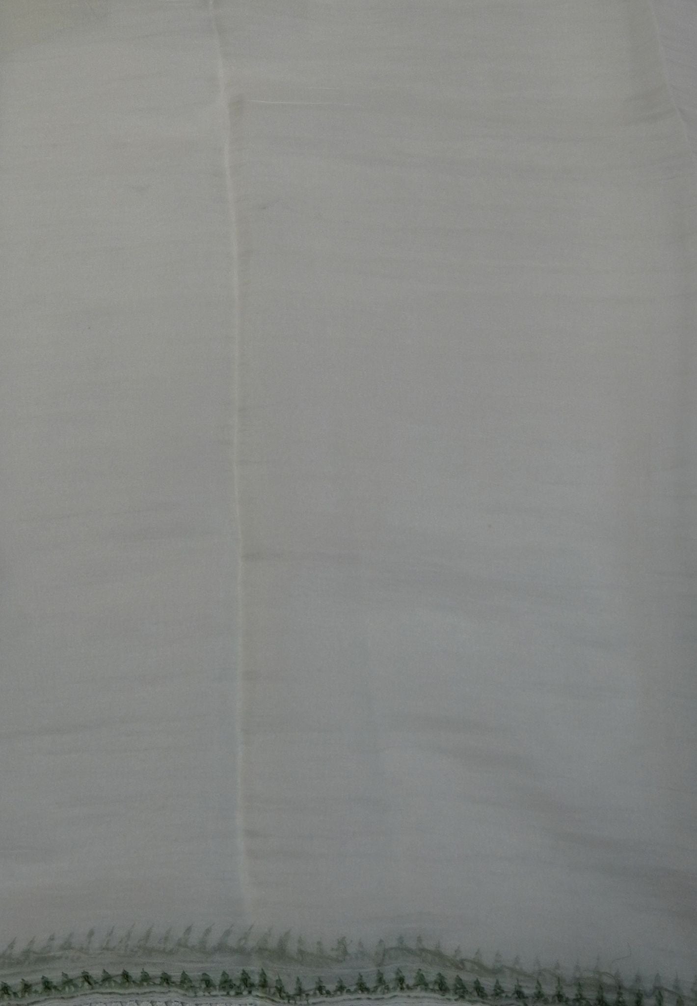 Crush Organza Saree-Muted Green with French Knot