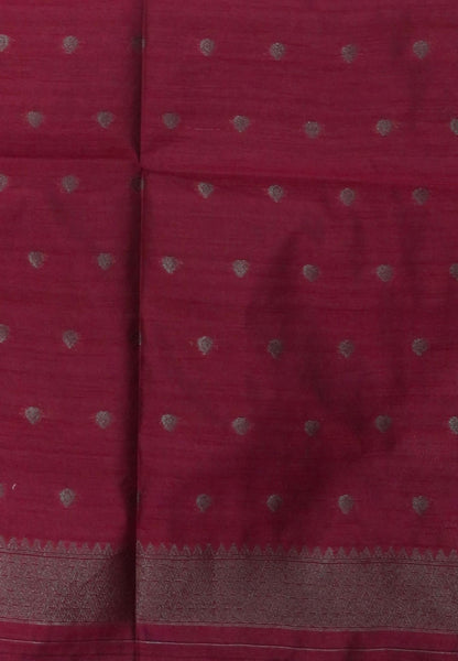 Semi Raw Silk Saree-Peacock Blue in Antique Silver Zari Butta with Tower Border