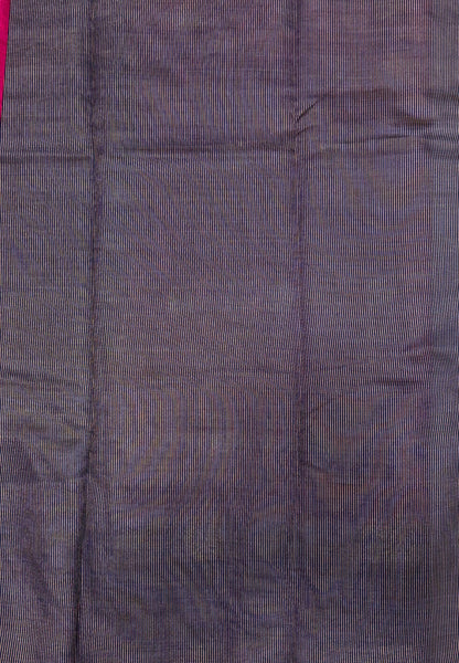 Semi Tussar Saree-Magnta Pink  in Traditional Floral Zari Stripe with Contrast Border