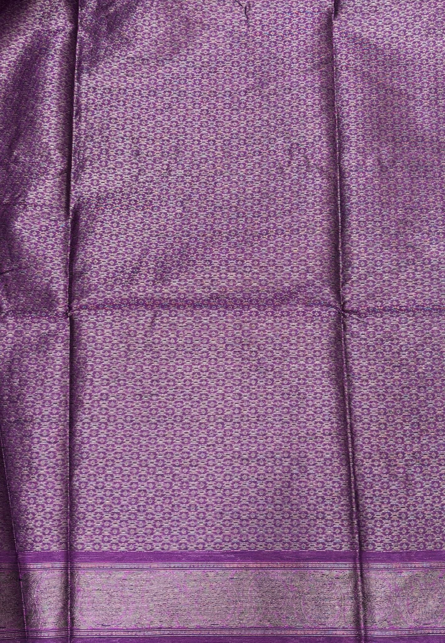 Semi Raw Silk Saree-Green with Contrast Retapet Border