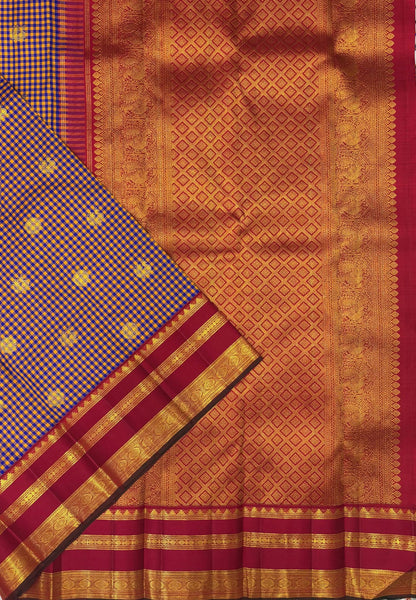 Pure Kanchipuram Silk Saree-Palum Pazhamum In Intricate Floral Motif with Contrast Border