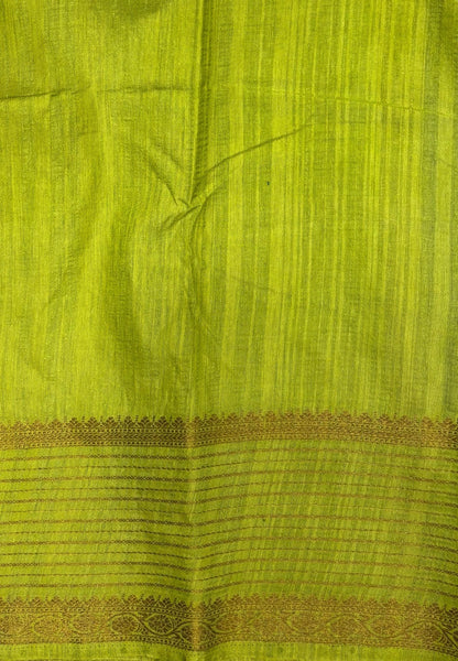 Raw Silk Saree-Peacock Blue With Contrast Border