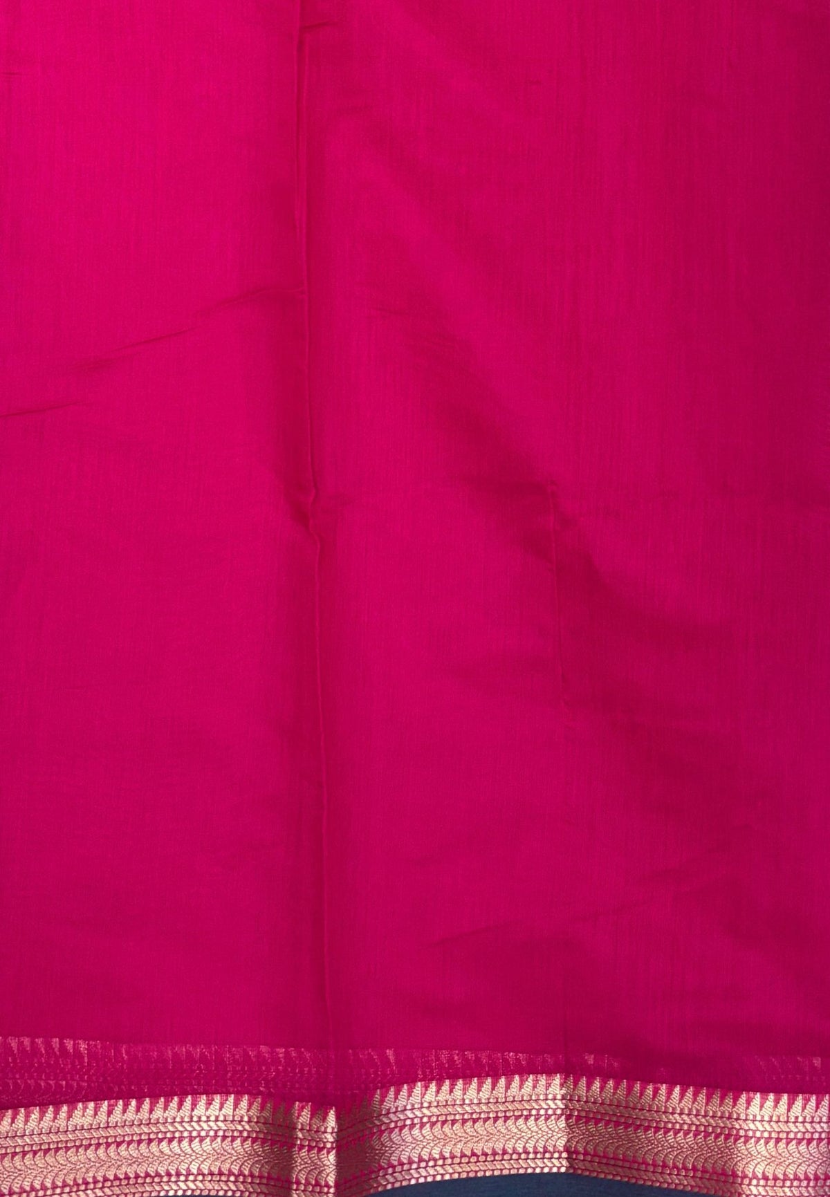 Handloom Cotton Saree-Sulphate Blue In Horizontal Stripe Zari With Contrast Border