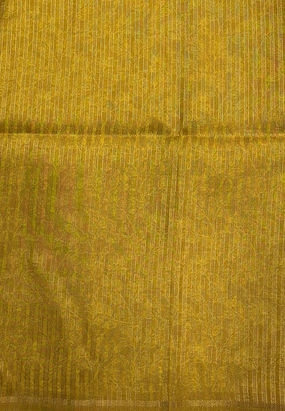 Semi Tussar Saree-Yellow in Vanam Kalamkari Border