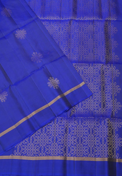 Pure Soft Silk-Royal Blue with Kolam Zari Butta