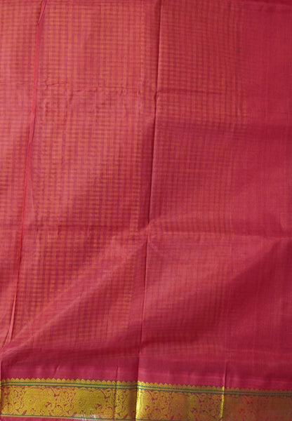 Pure Silk Cotton Saree-Mustard with Red Border