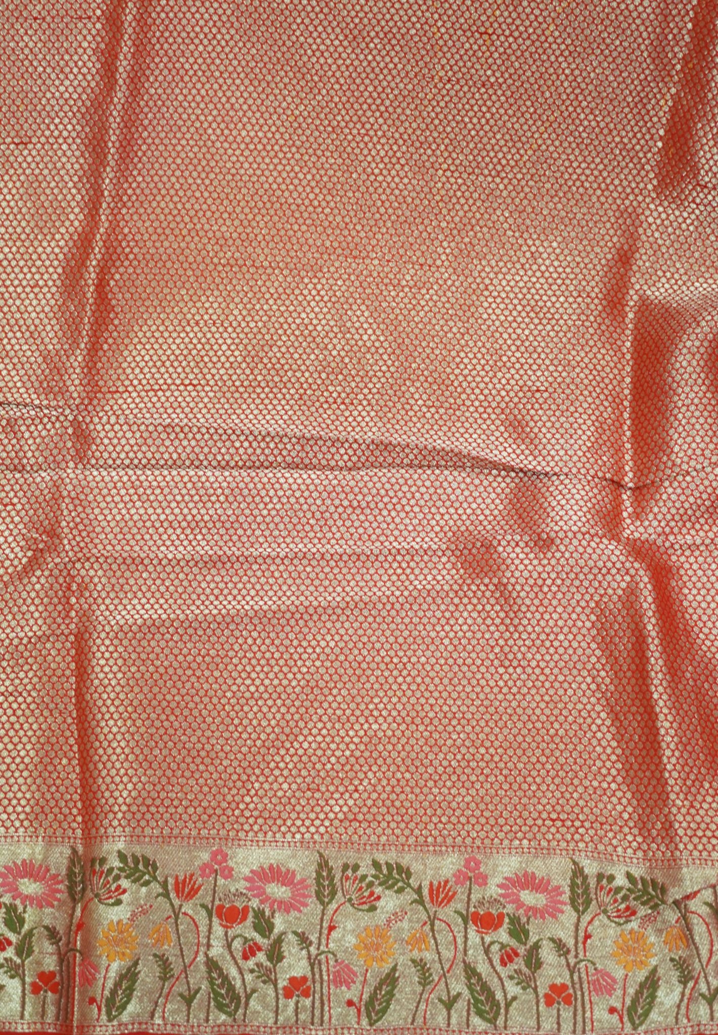 Paithani  Border Saree- Red Flower