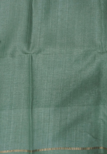 Matka Tussar Saree-Pista Green with Zari Checks