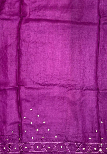 Pure Tussar Saree-Magenta In Diamond Lattice With Contrast Border