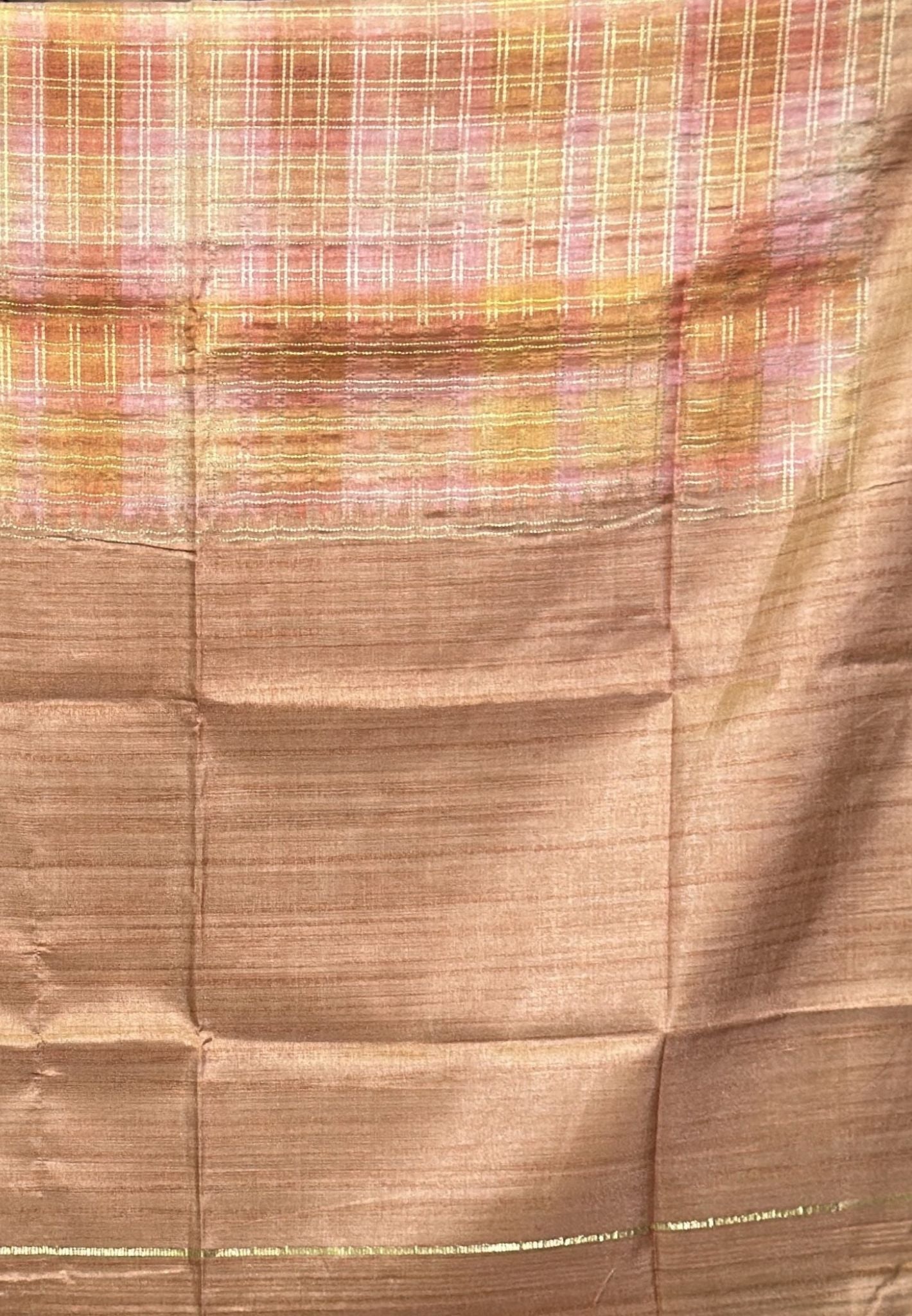 Matka Tussar Silk Saree-Mustard